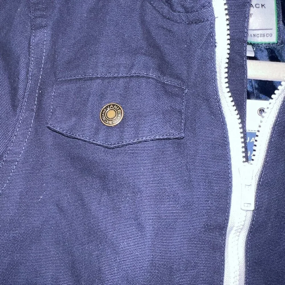 NWT Janie and Jack Hooded Canvas Jacket Navy Size 2T